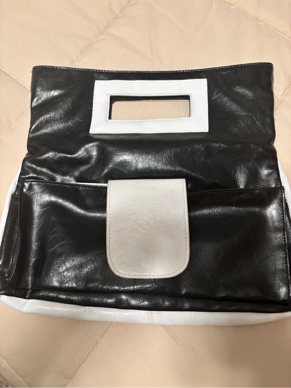 Charming Charlie Black and White Women's Oversized Clutch Bag